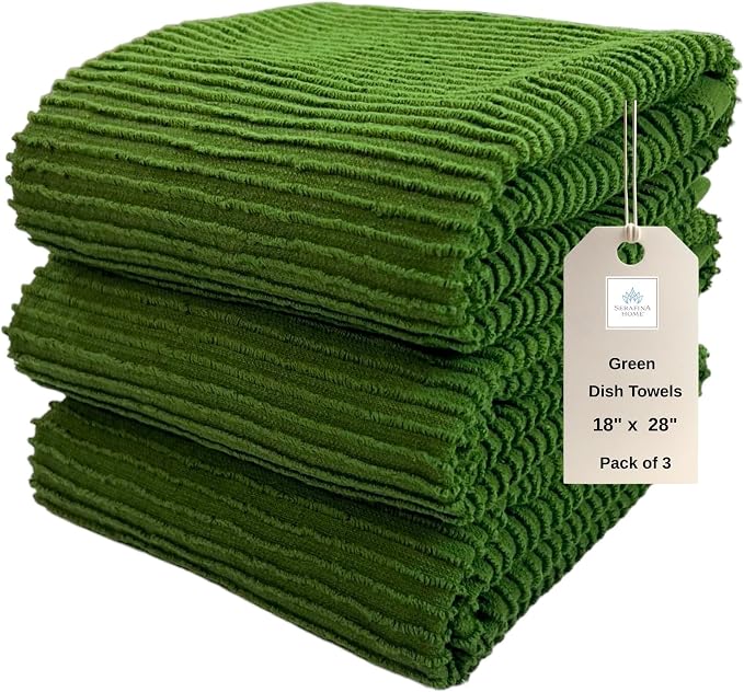 Serafina Home Avocado Forest Green Kitchen Hand Dish Towels: Oversized 28" x 18" - Image 5