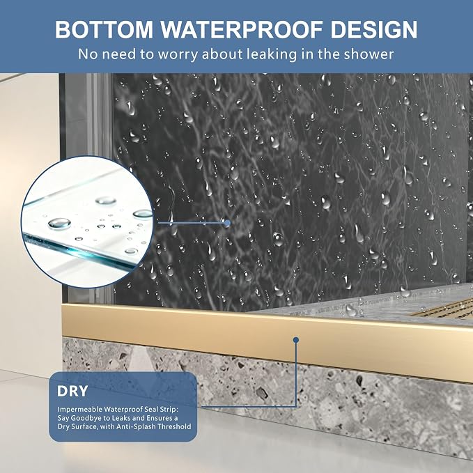 44-48" W x 76" H Frameless Shower Door, Double Sliding Glass Shower Door - Image 9