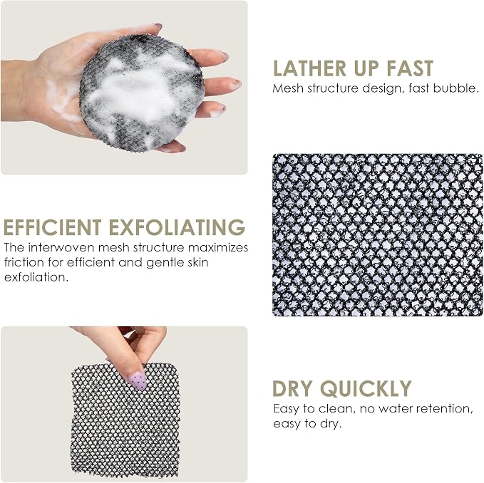 INNERNEED Exfoliating Net Cover Sponge Bath Scrubbing Loofah Rough Washcloth - Image 3