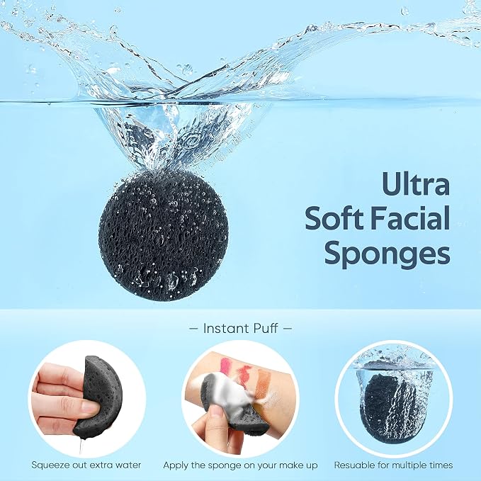 GAINWELL 50-Count Black Compressed Facial Sponges - Image 2