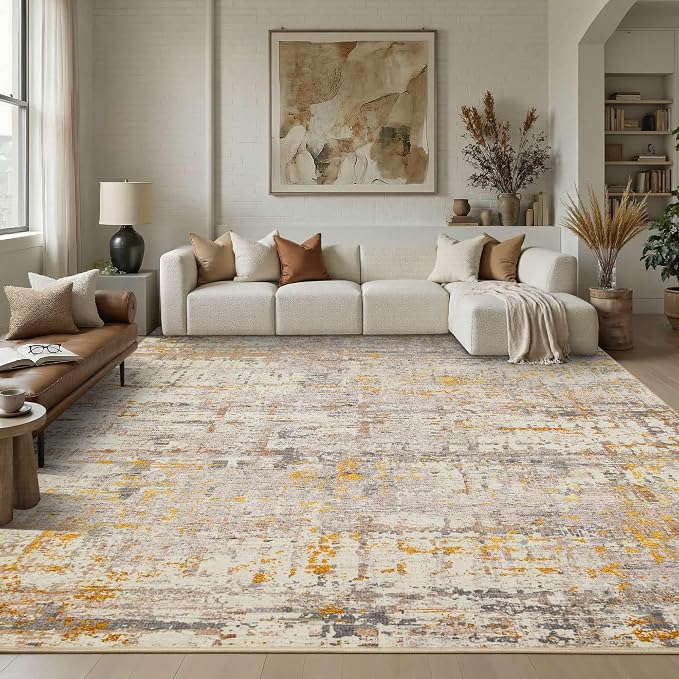 10x14 Extra Large Washable Area Rug, Soft Abstract Vintage Rug - Image 5