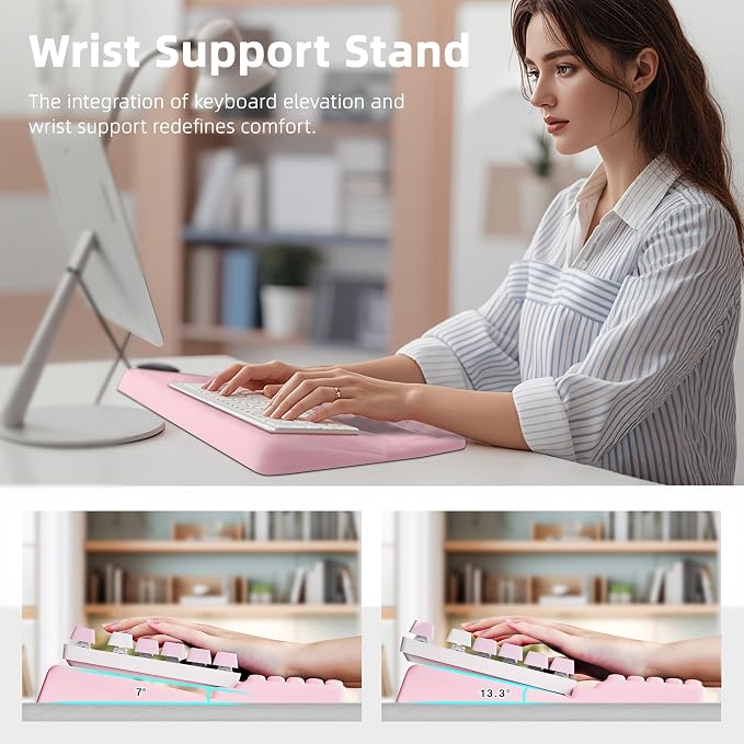 Ospelelf Keyboard Wrist Rest Pad, Comfy Ergonomic Keyboard Stand Riser Holder - Image 4