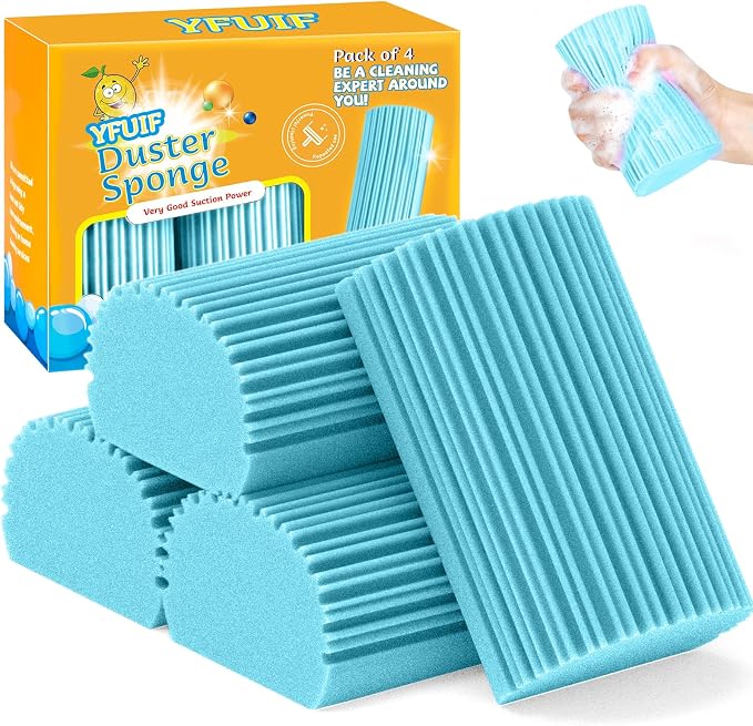 4 Pack Damp Clean Duster Sponge, Magic Sponge Eraser by YFUIF