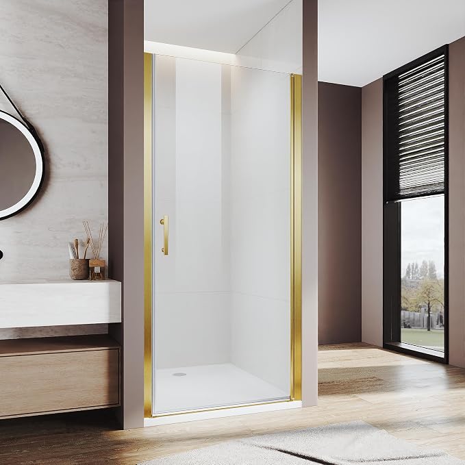 Glass Shower Door 35.5-37" W x 72" H, UCALAFEE Frameless Pivot Shower Door by Ucalafee