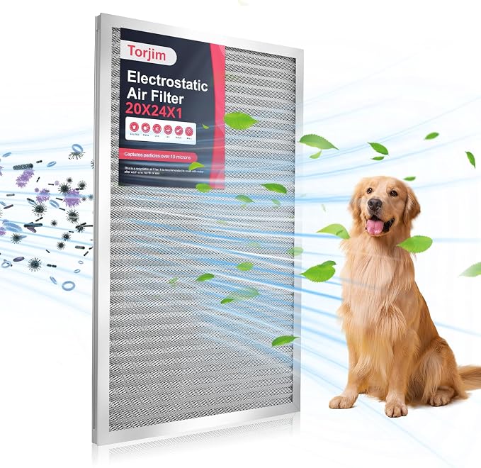 Torjim 20x24x1 Air Filter-MERV8, Washable & Reusable AC/HVAC Permanent by Torjim