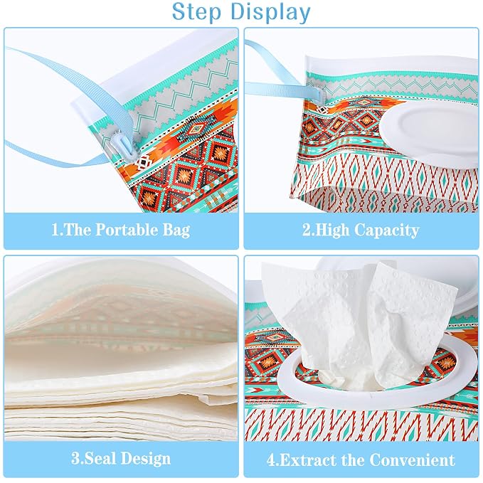 FEBSNOW 4 Pack Baby Refillable Baby Wet Wipe Dispenser, Reusable Wipes Pouch - Image 3