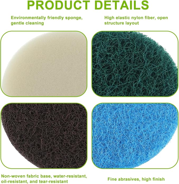 16pcs Electric Cleaning Brush Pad Set 4 Foam Pads 4 Kitchen Mats 4 Performance - Image 3