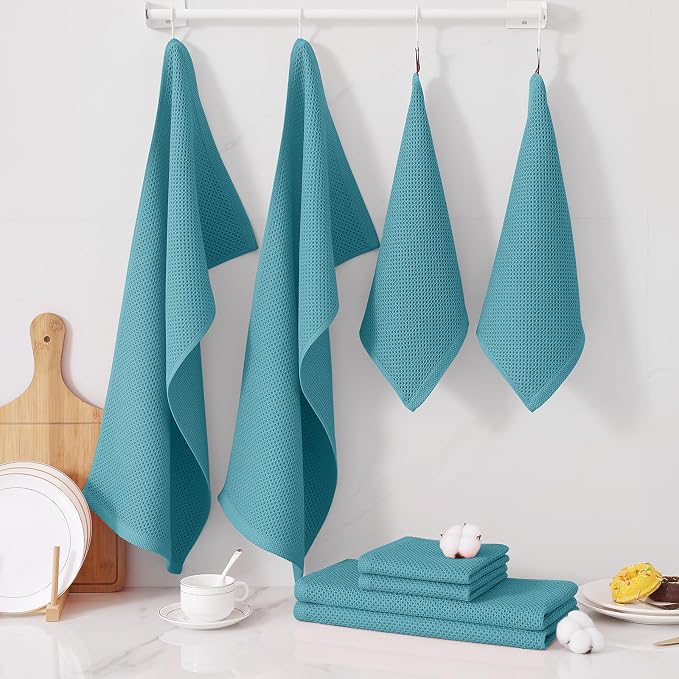 Homaxy 100% Cotton Kitchen Towels and Dishcloths Set, 12 x 12 Inches and 13 x - Image 7
