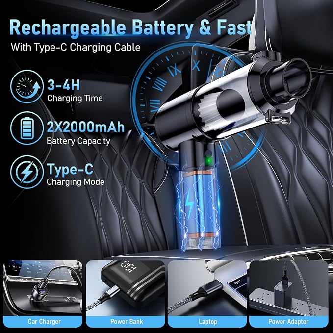 Car Vacuum Portable Cordless, 35000Pa High Power Brushless Motor Handheld Vacuum - Image 3