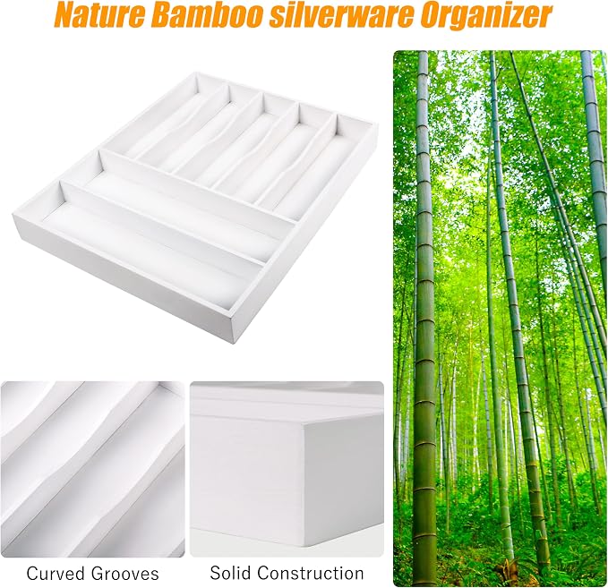 Kitchen Silverware Drawer Organizer and Storage Deep Cookware Utensil Cutlery - Image 5