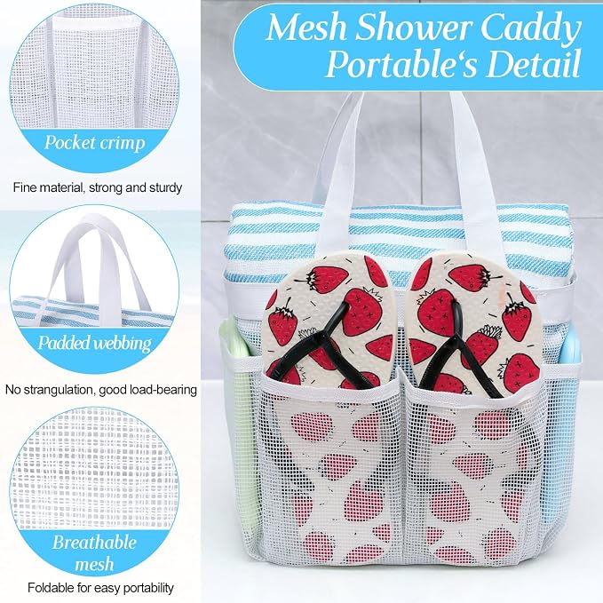 Hillban 4 Pcs Mesh Shower Caddy Portable Large Quick Dry Shower Caddy Basket - Image 3