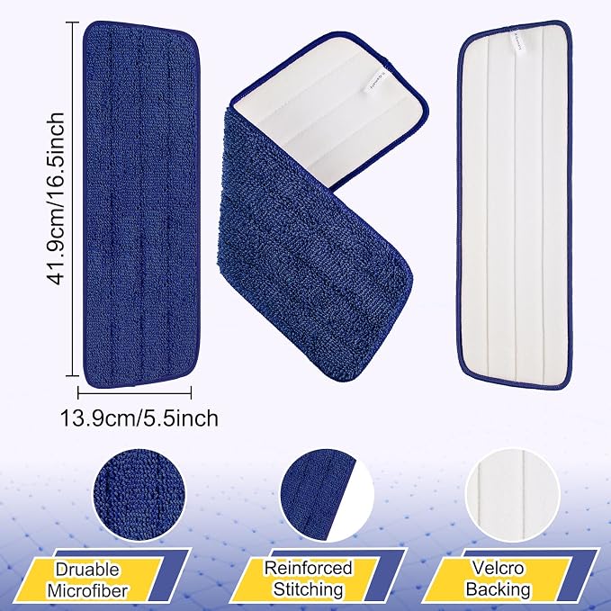 16.5 Inch Reusable Mop Pads Microfiber Spray Mop Replacement Heads - Image 3
