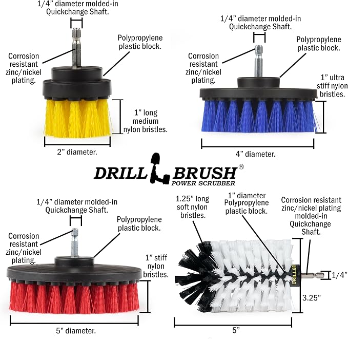 Drill Brush Attachment Set for Cleaning Wheel, Bathroom - Image 5