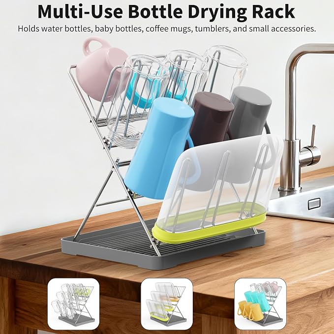 Vertical Baby Bottle Drying Rack, 9 Hooks Vertical Rack Dryer - Image 5