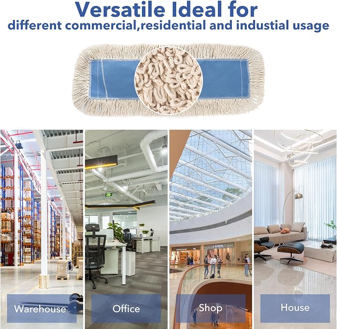 MATTHEW CLEANING 24'' Industrial Strength Cotton Dust Mop Refill Washable - Image 5