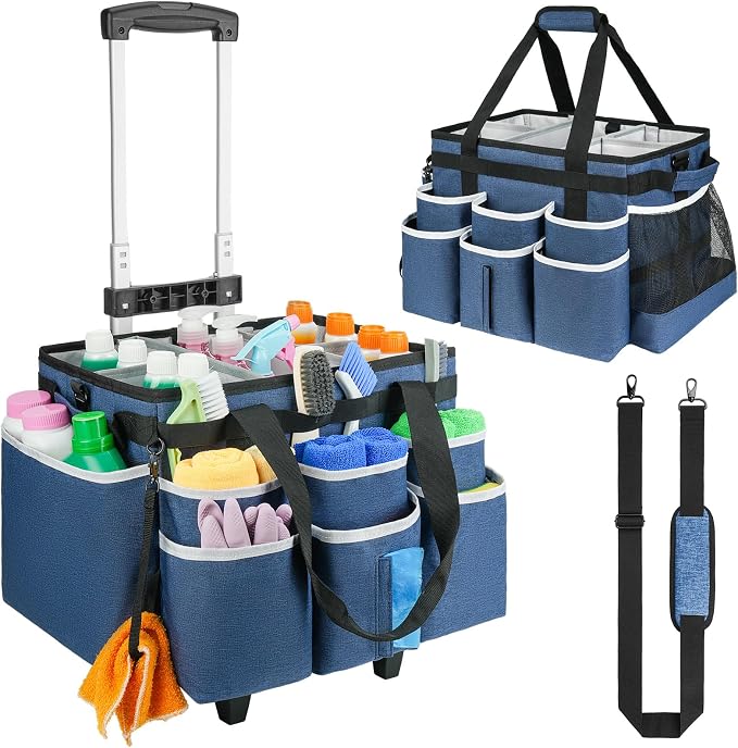Large Rolling Cleaning Caddy Bag by ZIOZERTT