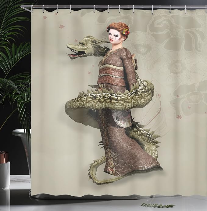 Ambesonne Fantasy Shower Curtain, Westernly Geisha - Image 3