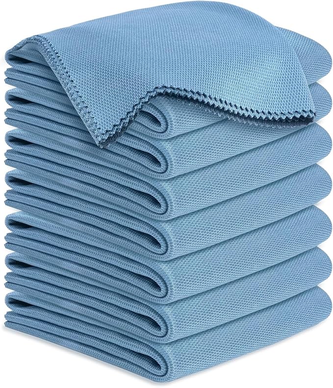 Microfiber Cleaning Cloths Glass Cleaner: 8 Packs 18X18 Window Cleaner Kit Wine by YoulerTex