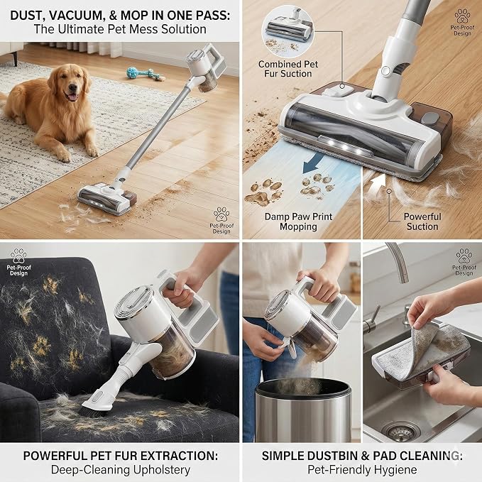 Wet Dry Vacuum Cleaner, 3-in-1 Cordless Vacuum and Mop Combo，45Mins Runtime - Image 3