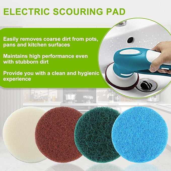 16pcs Electric Cleaning Brush Pad Set 4 Foam Pads 4 Kitchen Mats 4 Heavy Duty - Image 4