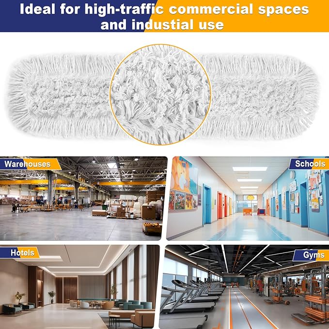41" Commercial Dust Mop Replacement Heads: Resuable Washable Industrial Cotton - Image 3