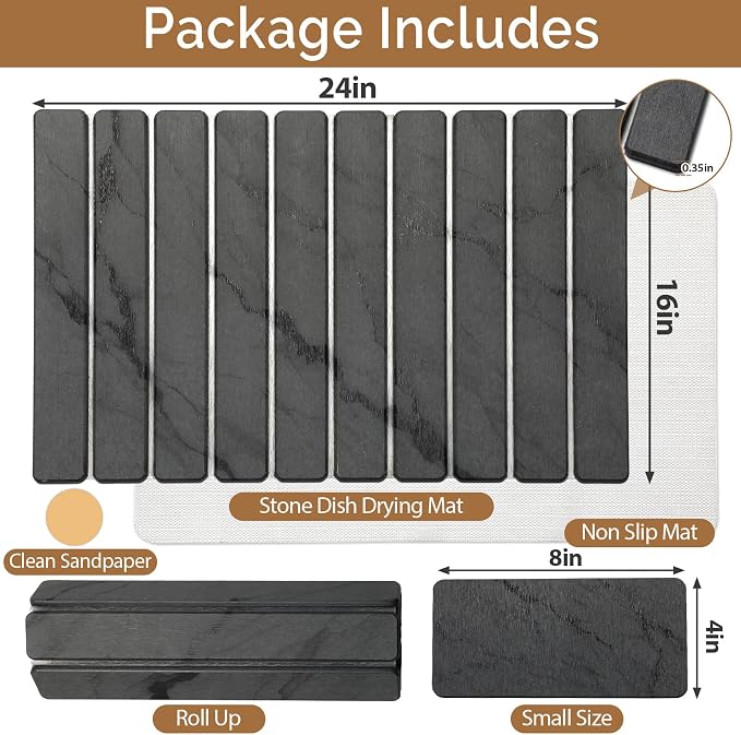 2 PCS Large Stone Dish Drying Mat - Image 2