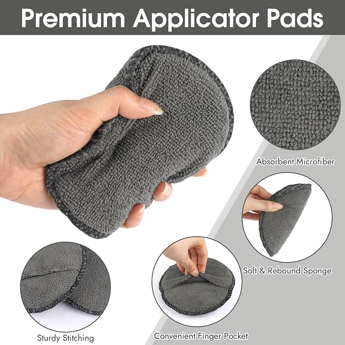 10 Pack Wax Applicator Pads, Microfiber Applicator Pad - Image 3