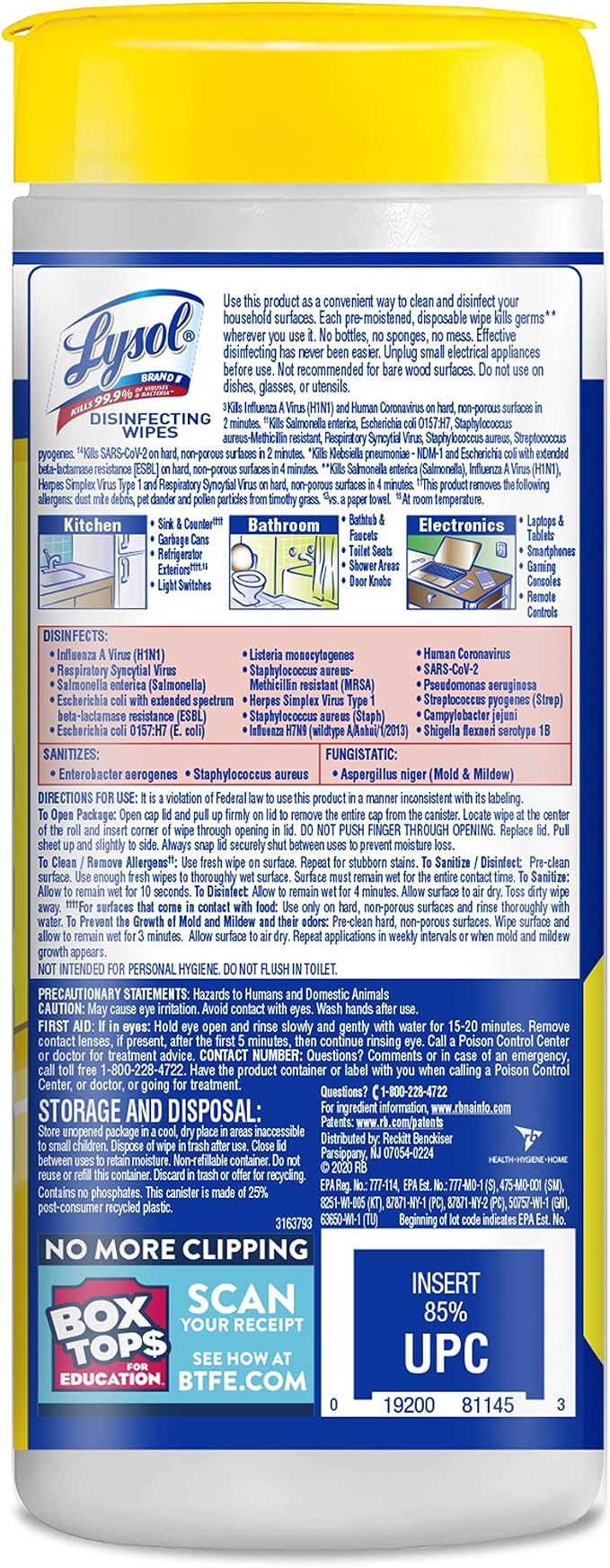 Lysol Disinfectant Wipes, For Disinfecting, Deodorizing, and Cleaning, Lemon & - Image 2