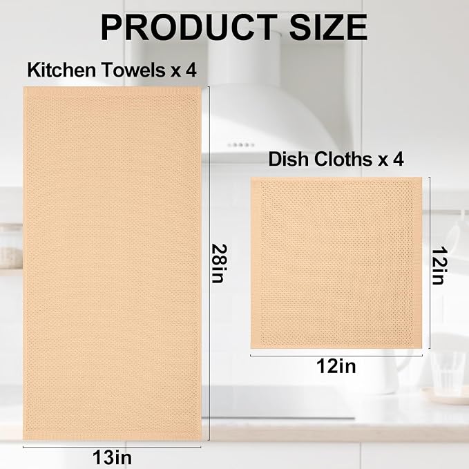 Homaxy 100% Cotton Kitchen Towels and Dishcloths Set, 12 x 12 Inches and 13 x - Image 4