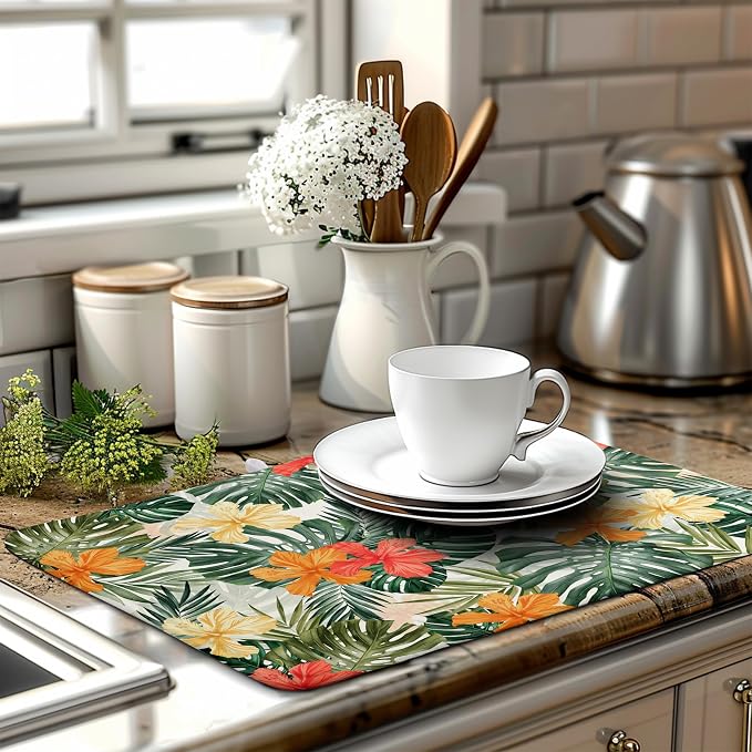 Tropical Palm Leaves Dish Drying Mat - Image 6