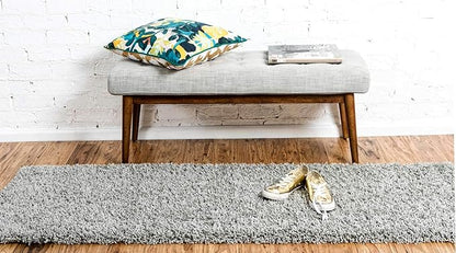 Unique Loom Solid Shag Collection Area Rug (2' 6" x 16' 5" Runner, Cloud Gray)