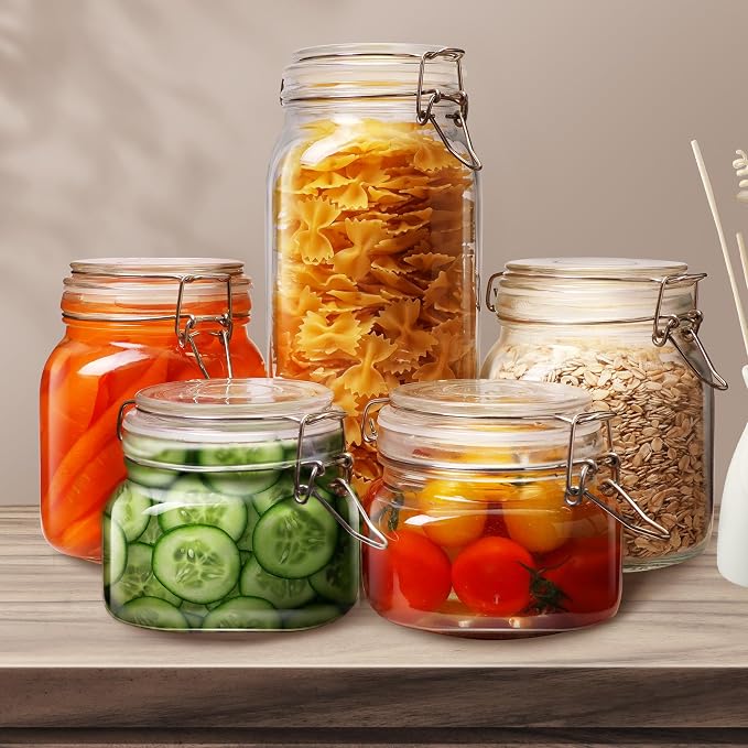 Multi Size - 5 Pack Square Glass Jars - Image 3