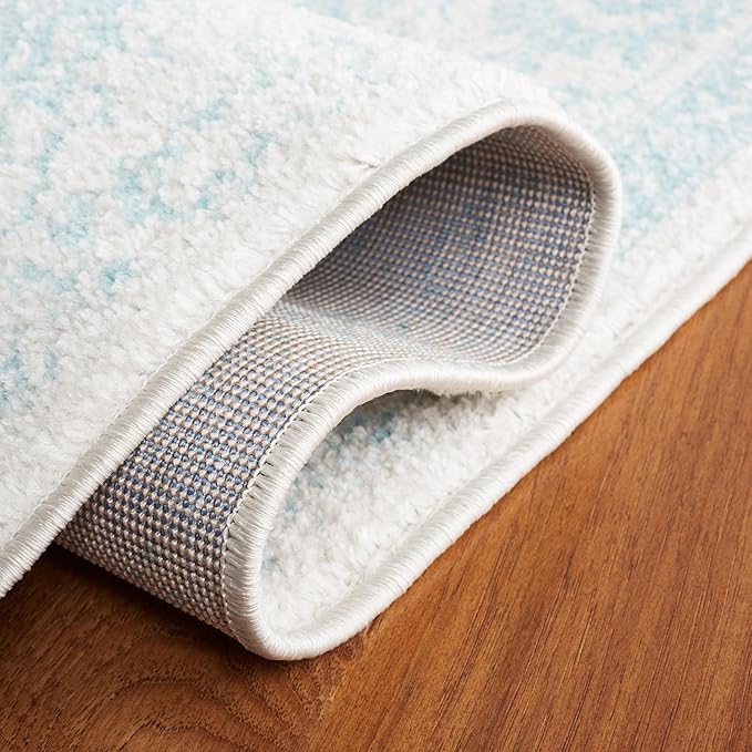 SAFAVIEH Adirondack Collection Runner Rug - 2'6" x 8', Ivory & Light Blue, Distressed Vintage Floral Design, Non-Shedding & Easy to Clean, Ideal for Hallway, Foyer, Entryway, Bedroom (ADR109L)