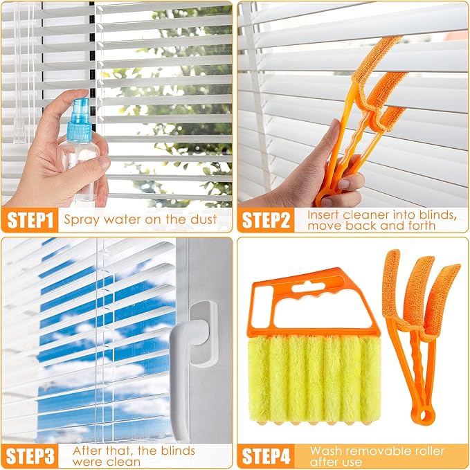 4 Pcs Window Venetian Blind Cleaner Duster Tool 7 Finger Blind Rush and Shutter - Image 4