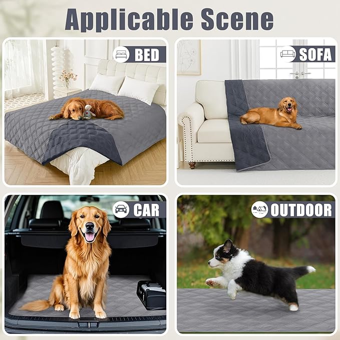 Smiry Waterproof Dog Bed Cover Blanket 30x53, Soft Reversible Pet Blanket, Washable Leakproof Cats Dogs Couch Cover for Sofa, Couch, Furniture, Lattice, Grey/Dark Grey