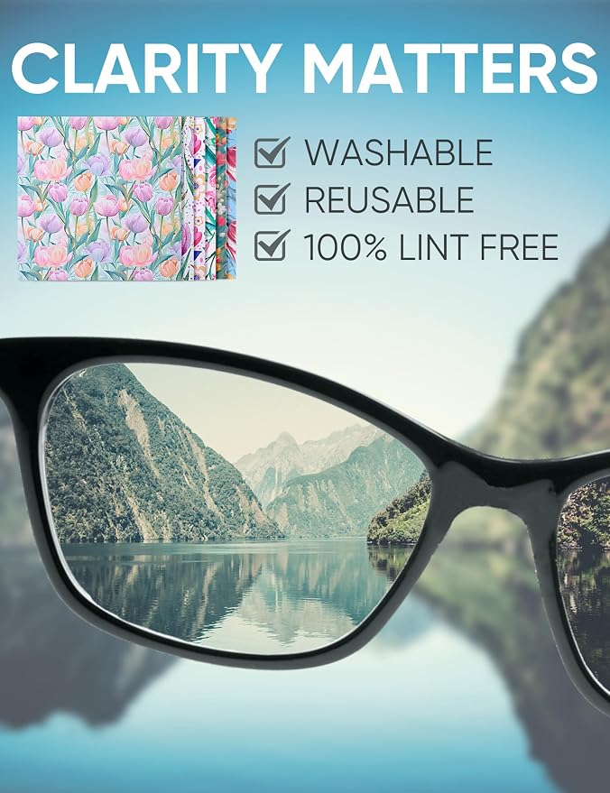 6PCS Thickened Glasses Cleaning Cloth Elegant Flower Design Microfiber Cleaning - Image 5