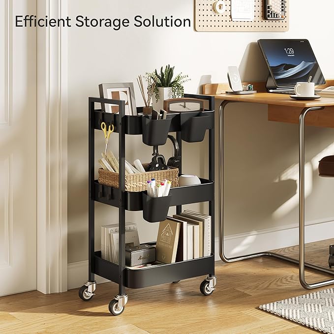 3 Tier Rolling Cart, Utility Cart - Image 3