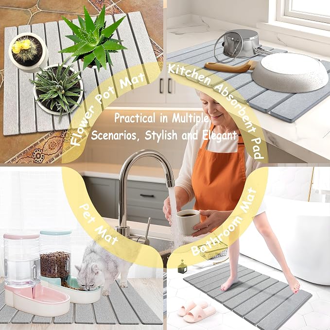 Stone Dish Drying Mat For Kitchen & Bathroom - Image 5