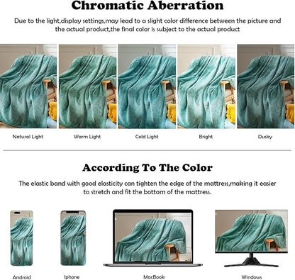 NEWCOSPLAY Super Soft Twin Blanket Light Teal Premium Silky Flannel Fleece Leaves Pattern Lightweight Bed Blanket All Season Use (Light Teal, Twin(60"x80"))