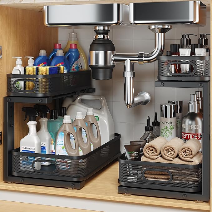 2 Pack 15.7IN-Depth Under Sink Organizer by UnderSinkOrganizer