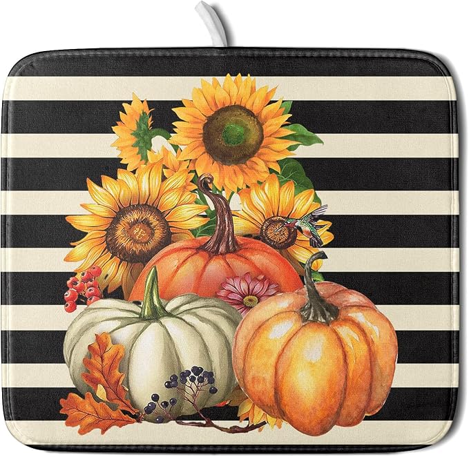 Sunflower Pumpkin Dish Drying Mat by Sweetshow