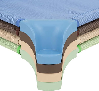 Sprogs Heavy-Duty Stackable Standard Size 52"L Daycare Cots for Kids and Toddlers, Stacking Preschool Classroom Kids Cots for Sleeping, Resting, Naptime, Pack of 12, Natural Colors