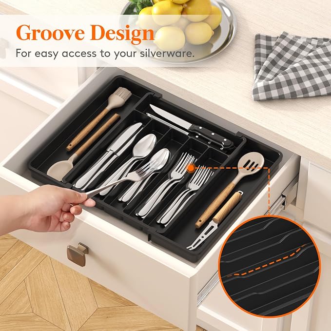 Lifewit Silverware Drawer Organizer, Expandable from 11 to 18 inches, Utensil - Image 9