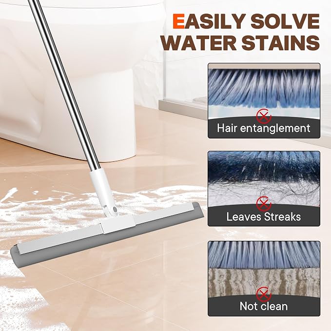 Silicone Squeegee for Floor, 180° Rotating Squeegee Broom, Floor Squeegee - Image 5