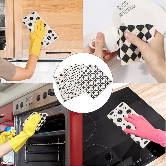 Lucomb 8 Pack Swedish Kitchen Dishcloths, Reusable Dish Cloth Paper Towels - Image 5