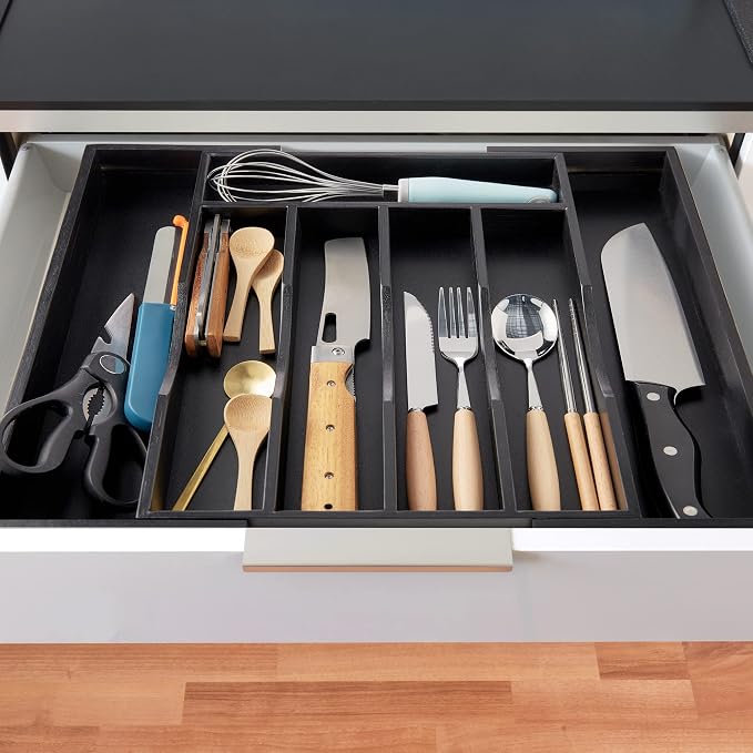 Expandable Bamboo Kitchen Drawer Organizer - Image 8