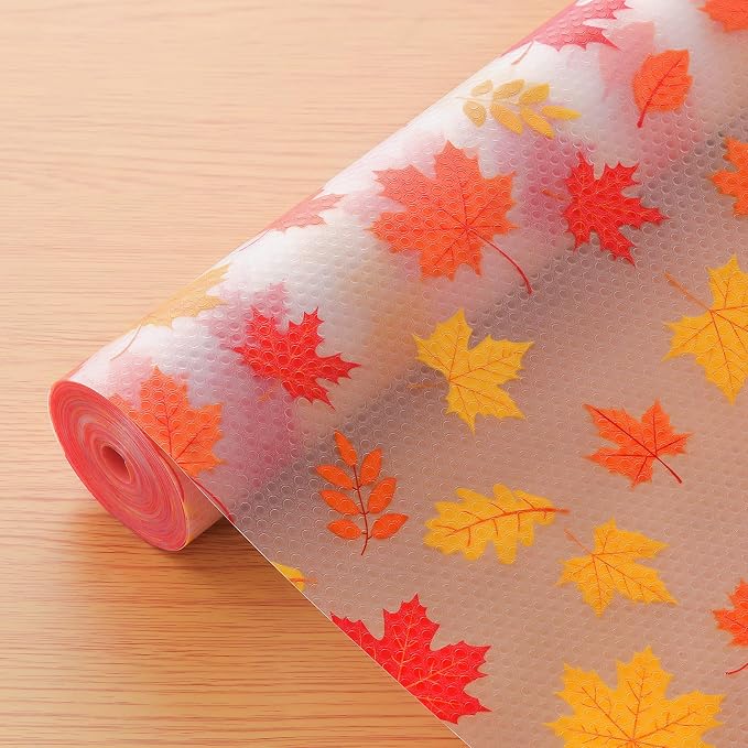 Cooyes Fall Maple Leaf Shelf Liner, Non-Adhesive Waterproof Drawer Liner by Cooyes