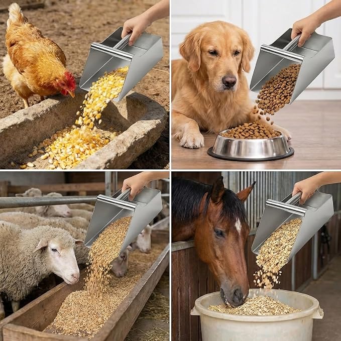 304 Stainless Steel Grain Scoop, Heavy Duty Feed Shovel 8-inch Wide - Image 4