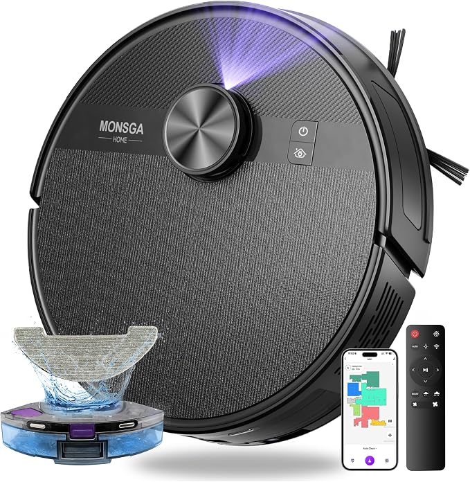 MONSGA Robot Vacuum and Mop Combo, 5000Pa Robotic Vacuum by MONSGA