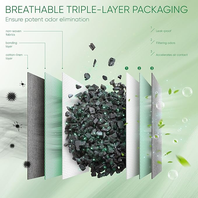 Activated Charcoal Odor Absorber, Large 10 Pack w Hooks Nature Odor Remover - Image 4